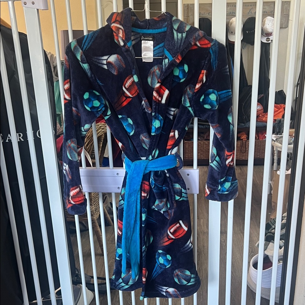 Boys robe sports pattern lightly used